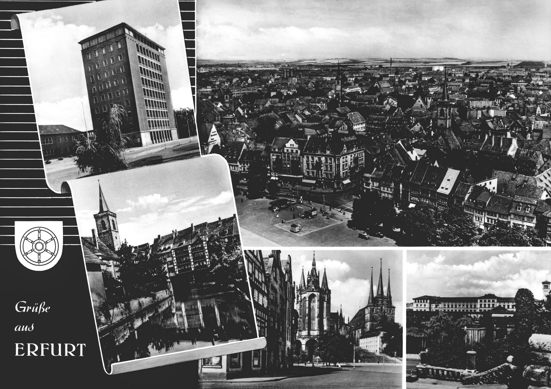 Erfurt - Rat des Bezirkes - Blick vom Dom - Junkersand - Dom und Severi - Bahnhof Erfurt - Rat des Bezirkes - Blick vom Dom - Junkersand - Dom und Severi - Bahnhof